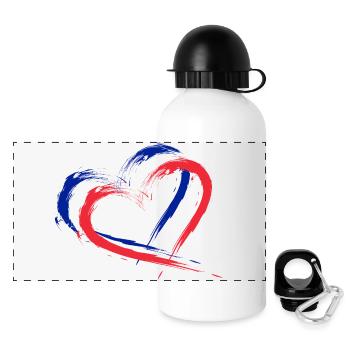 Drapeau coeur couleurs drapeau bannière france - Gourde panoramique avec couvercle 500 ml - blanc - Devant