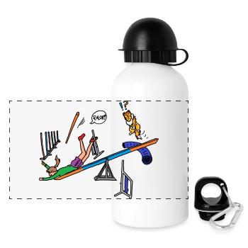 Geschicklichkeit - Panorama Trinkflasche mit Deckel 500 ml - Weiß - Vorne