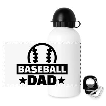 Baseball - Panorama Trinkflasche mit Deckel 500 ml - Weiß - Vorne