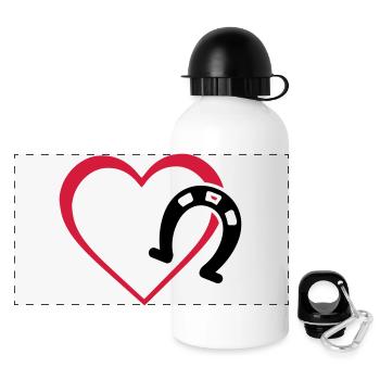 Symbole - Hufe Herz - Panorama Trinkflasche mit Deckel 500 ml - Weiß - Vorne