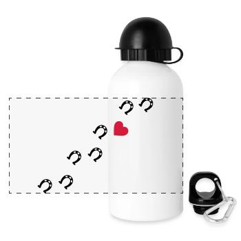 Symbole - Hufe Herz - Panorama Trinkflasche mit Deckel 500 ml - Weiß - Vorne