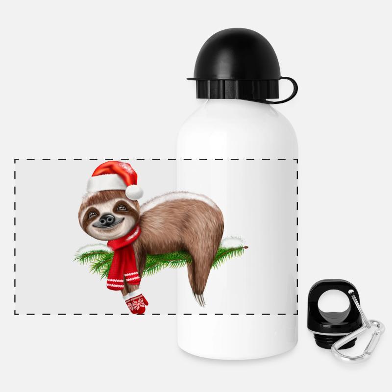 Christmas Sloth - Panoramic Thermal Bottle with Lid 500 ml - white