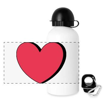 Valentinstag Rotes Herz, Valentinstag - Panorama Trinkflasche mit Deckel 500 ml - Weiß - Vorne