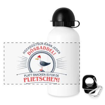 Le bas allemand parce que le haut-allemand peut être parlé par tout le monde Dösbaddel - Gourde panoramique avec couvercle 500 ml - blanc - Devant