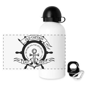 70 Jahre - Panorama Trinkflasche mit Deckel 500 ml - Weiß - Vorne