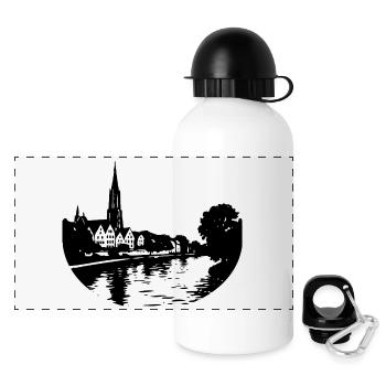 Donau in Ulm - Panorama Trinkflasche mit Deckel 500 ml - Weiß - Vorne