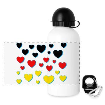 Germany Black Red Gold - Panoramic Thermal Bottle with Lid 500 ml - white - Front