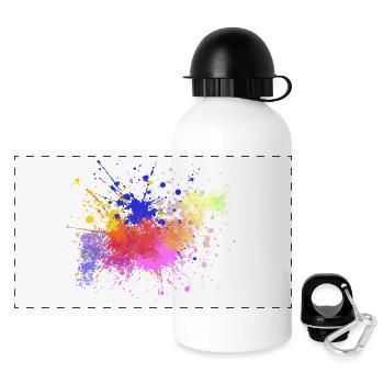 Farbige Farbspritzer Kunst Design - Panorama Trinkflasche mit Deckel 500 ml - Weiß - Vorne
