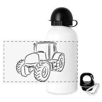 Traktor Zeichnung - Panorama Trinkflasche mit Deckel 500 ml - Weiß - Vorne