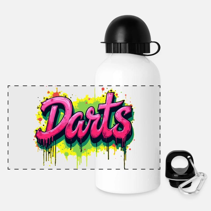 Darts, Darts, Graffiti - Panoramic Thermal Bottle with Lid 500 ml - white