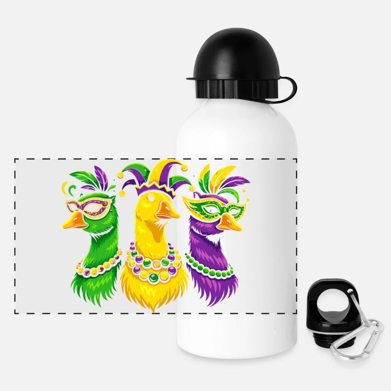 Karnevalstrio der Maskenvögel - Panorama Trinkflasche mit Deckel 500 ml - Weiß