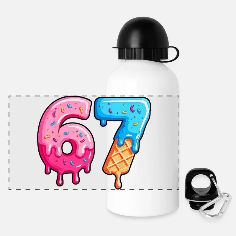Caractères Sweet 6-7 Dessert Font - Gourde panoramique avec couvercle 500 ml - blanc
