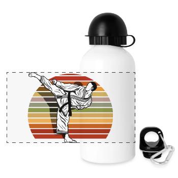 Retro Karate Fighter Martial Arts Kick Vintage - Gourde panoramique avec couvercle 500 ml - blanc - Devant