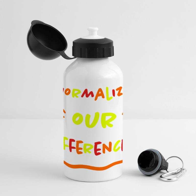 Normalize our Differences - Inklusion - neon Panorama Trinkflasche mit Deckel 500 ml