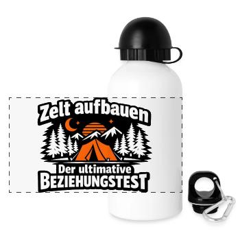 Zeltaufbau Beziehungsquiz - Panorama Trinkflasche mit Deckel 500 ml - Weiß - Vorne