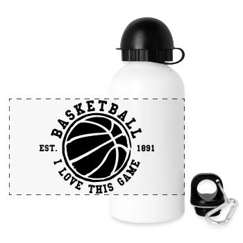 Basket-ball - i love this game - Gourde panoramique avec couvercle 500 ml - blanc - Devant