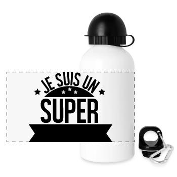 je suis un super ( à personnaliser ) - Gourde panoramique avec couvercle 500 ml - blanc - Devant