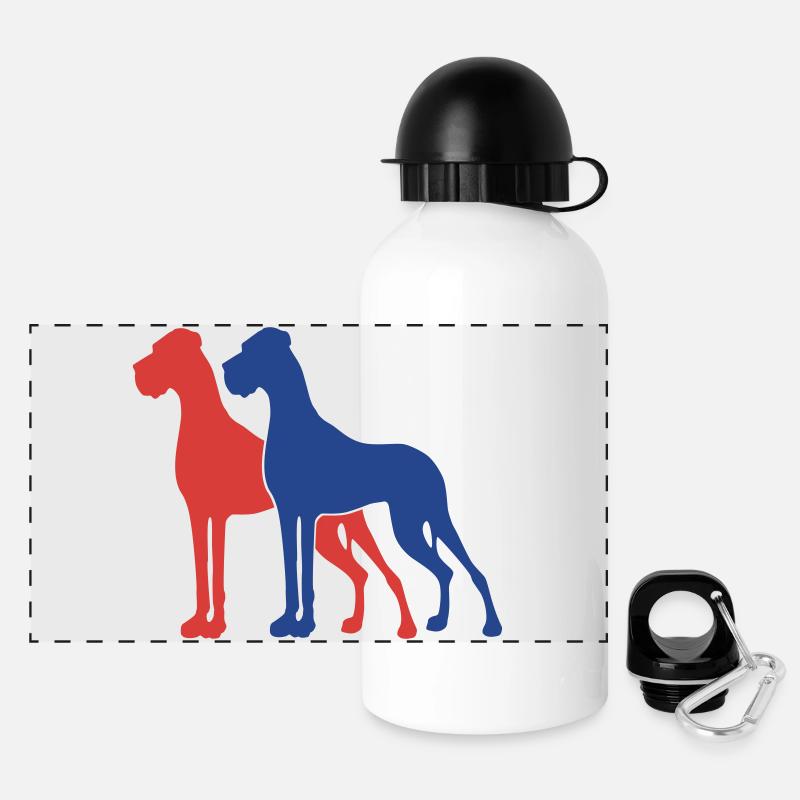 2 Deutsche Doggen - Gourde panoramique avec couvercle 500 ml - blanc