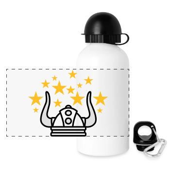Wikinger Idee - Panorama Trinkflasche mit Deckel 500 ml - Weiß - Vorne