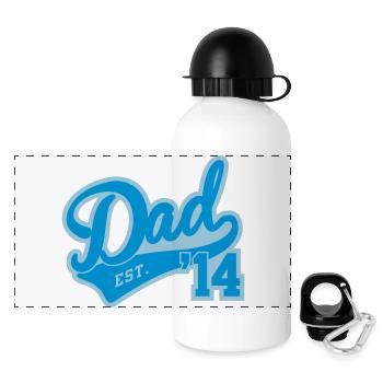 Dad Est. 2014 - Panorama Trinkflasche mit Deckel 500 ml - Weiß - Vorne