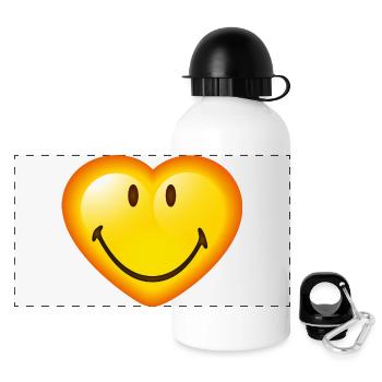 Smiley Glossy Heart - Panoramic Thermal Bottle with Lid 500 ml - white - Front