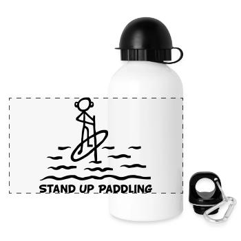 Stand Up Paddling - Panorama Trinkflasche mit Deckel 500 ml - Weiß - Vorne