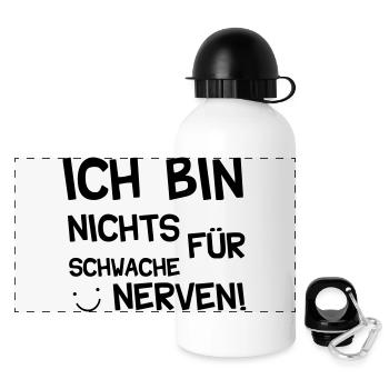 nichts_fuer_schwache_nerven - Panorama Trinkflasche mit Deckel 500 ml - Weiß - Vorne