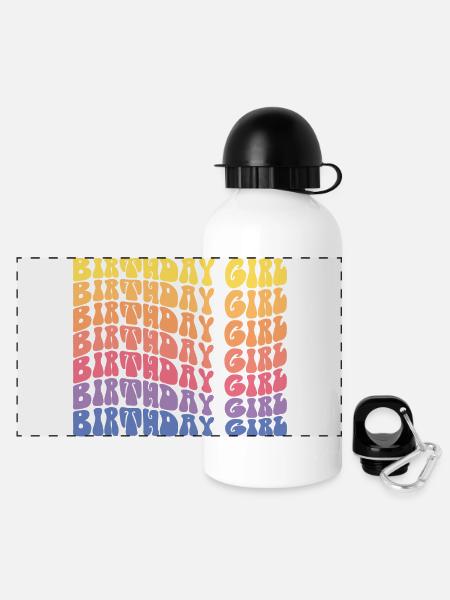 Birthday Girl - Groovy Retro Vintage Birthday - Borraccia termica panoramica con tappo 500 ml - bianco