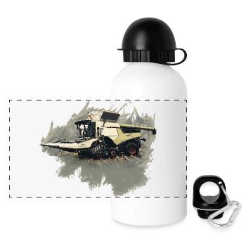 Corn Picker Combine Harvester Tractor - Panoramic Thermal Bottle with Lid 500 ml - white - Front