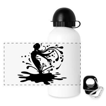 Silhouette und Tusche - Panorama Trinkflasche mit Deckel 500 ml - Weiß - Vorne
