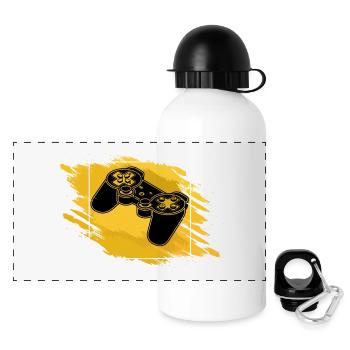 Gaming Controller Retro - Panorama Trinkflasche mit Deckel 500 ml - Weiß - Vorne