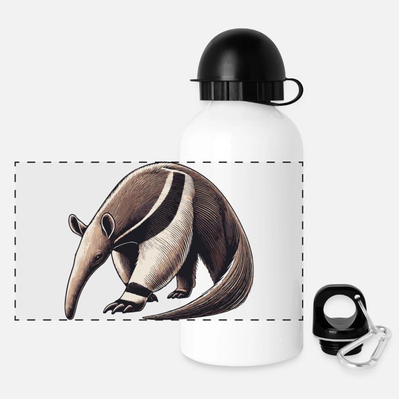 Ameisenbär - Panorama Trinkflasche mit Deckel 500 ml - Weiß