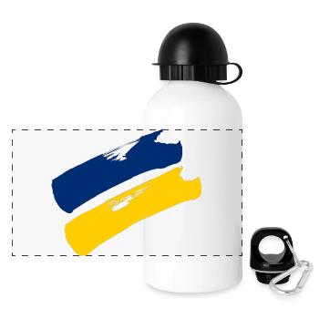 Drapeau de la Basse-Autriche - Rayures en brosse - Gourde panoramique avec couvercle 500 ml - blanc - Devant