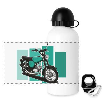 S51 (türkis) // Illustration - Panorama Trinkflasche mit Deckel 500 ml - Weiß - Vorne