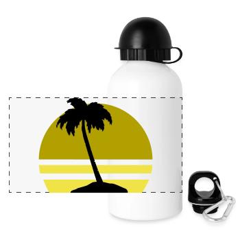 palmen insel - Panorama Trinkflasche mit Deckel 500 ml - Weiß - Vorne