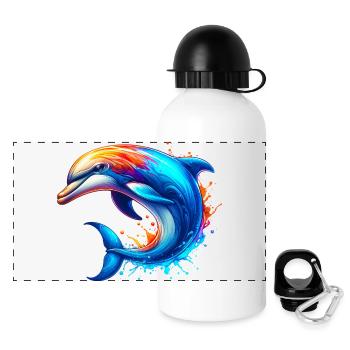 Delfin - Panorama Trinkflasche mit Deckel 500 ml - Weiß - Vorne