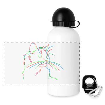 Lignes d’art pour chats - Gourde panoramique avec couvercle 500 ml - blanc - Devant