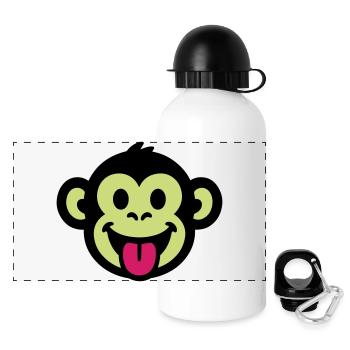 Affe Lustig Comic - Panorama Trinkflasche mit Deckel 500 ml - Weiß - Vorne