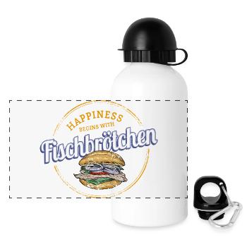 Fischbrötchen mit Matjes oder Bismarckhering - Panorama Trinkflasche mit Deckel 500 ml - Weiß - Vorne