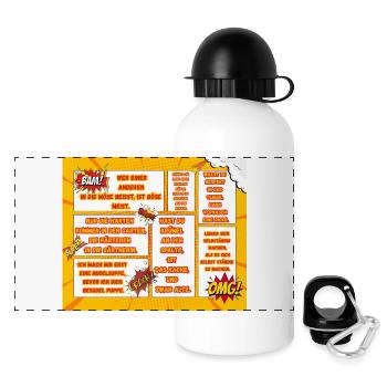 Comic-Style Sprüche für Mutmacher - Panorama Trinkflasche mit Deckel 500 ml - Weiß - Vorne