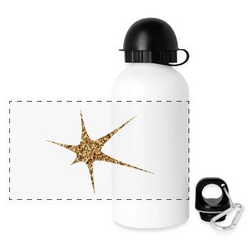 Goldener Glitzer Funkeln - Panorama Trinkflasche mit Deckel 500 ml - Weiß - Vorne
