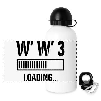3ème Guerre Mondiale Chargement... (Paix / Guerre / Noir) - Gourde panoramique avec couvercle 500 ml - blanc - Devant