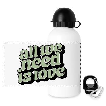 All We Need Is Love Statement - Panorama Trinkflasche mit Deckel 500 ml - Weiß - Vorne