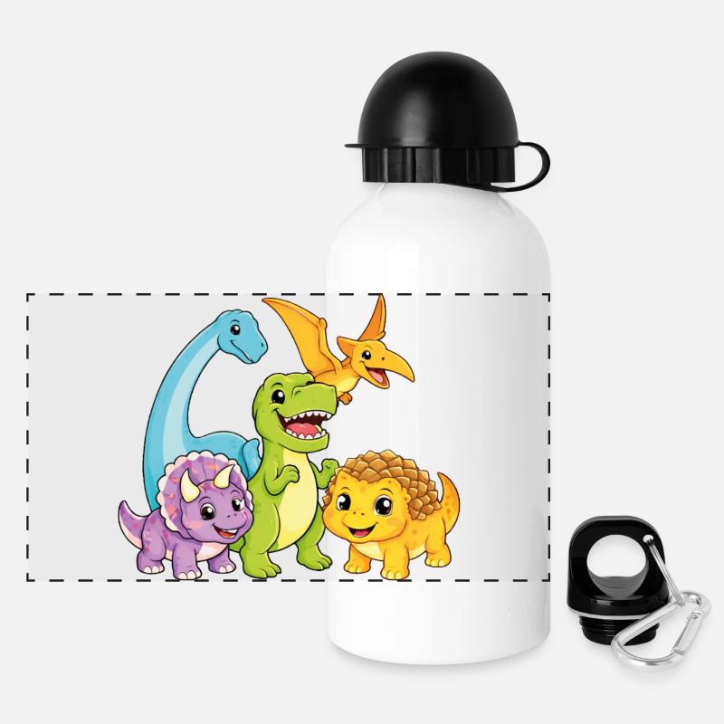 Cute Dino Team - Panoramic Thermal Bottle with Lid 500 ml - white