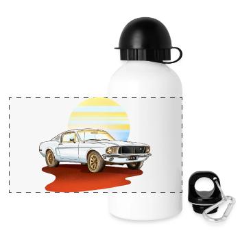 Voiture rétro blanche – vintage classique - Gourde panoramique avec couvercle 500 ml - blanc - Devant