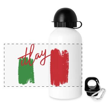 Drapeau italien - Gourde panoramique avec couvercle 500 ml - blanc - Devant