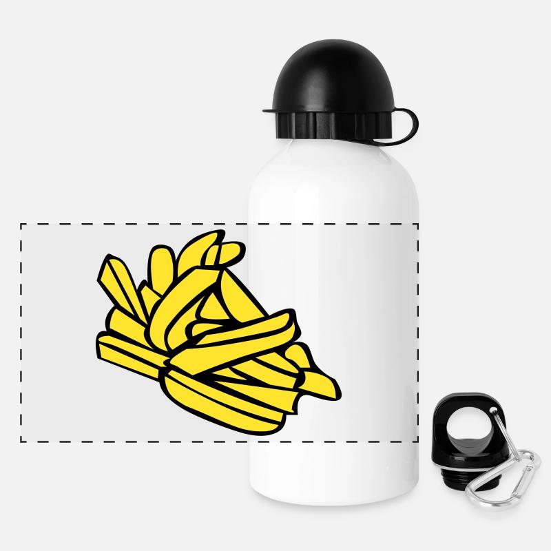 Pommes frites oder Chips - Panorama Trinkflasche mit Deckel 500 ml - Weiß