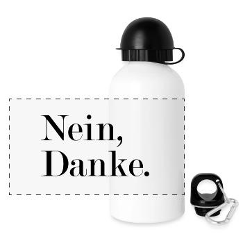 Nein, danke Statement Antwort - Panorama Trinkflasche mit Deckel 500 ml - Weiß - Vorne