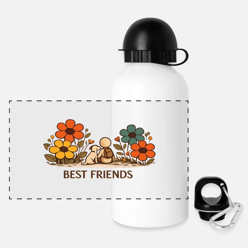 Der kleine Gedanke | BEST FRIENDS - Panorama Trinkflasche mit Deckel 500 ml - Weiß