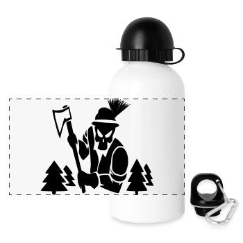 Holzfäller - Panorama Trinkflasche mit Deckel 500 ml - Weiß - Vorne